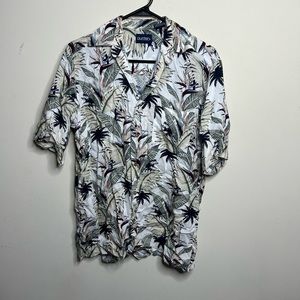 Puritan Hawaiian Shirt Button Down Summer Tropical Floral Design